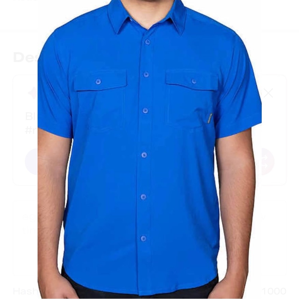 Classic Blue Men's Casual Button-Down Shirt